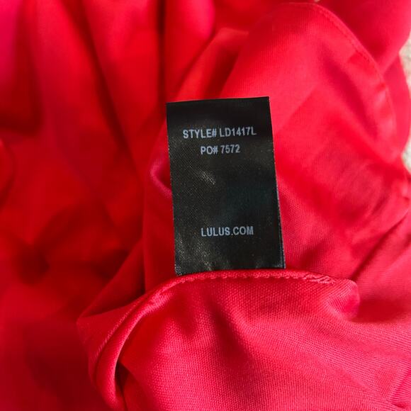 Lulus Red Play On Curved Scalloped High Neck Lace Back Mini Dress Party Size S - Picture 8 of 8